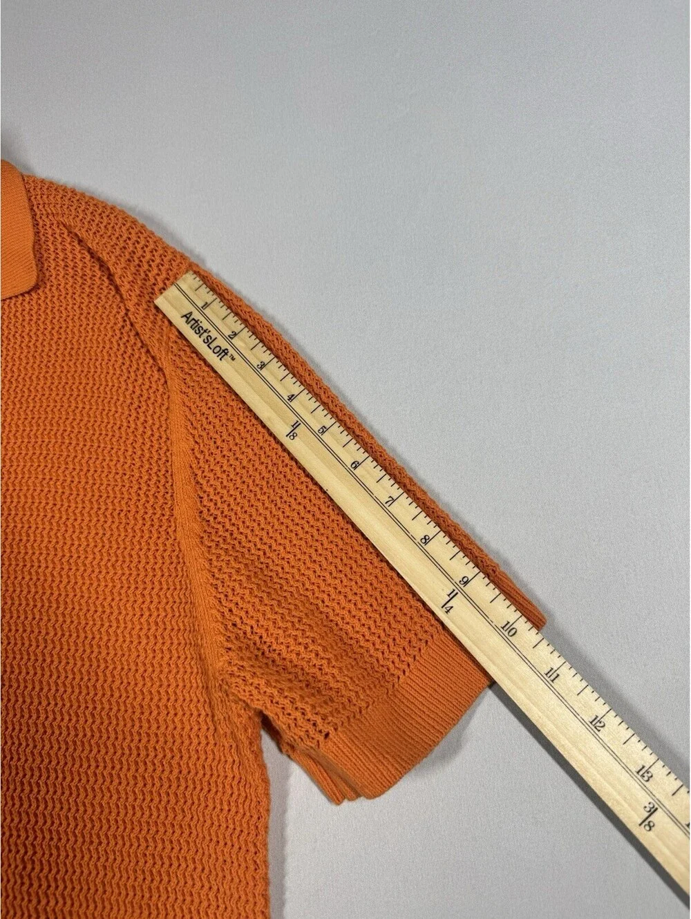 Banana Republic Sweater Mens Large Orange Short Sleeve Collared Cotton Pullover